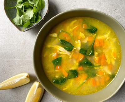 Chicken, ginger, lemon soup